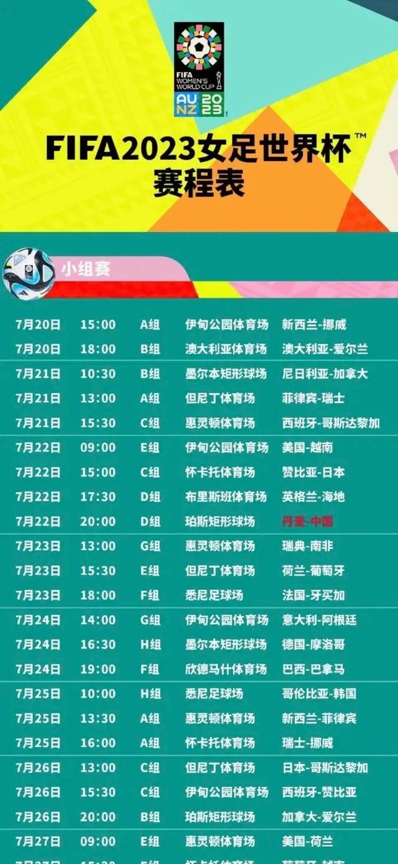 中国女足世界杯赛程表时间